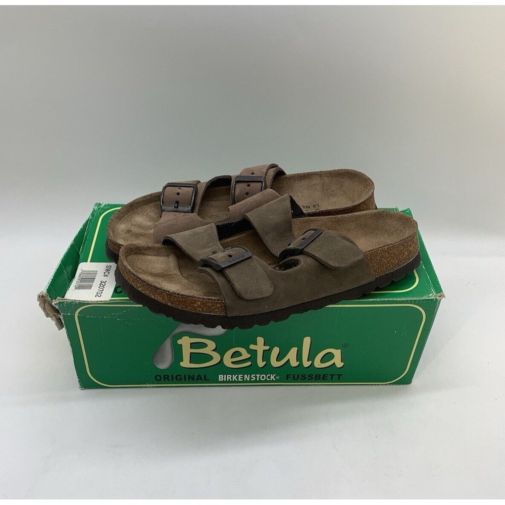 Betula Birkenstock 2-Strap Leather Sandal Women's 6 Size 37 240 Nubuk Mocca Y2K
